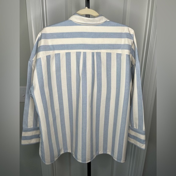 EVERLANE The Boxy Oxford Blue/White Stripe L, XL NWT - Picture 4 of 11